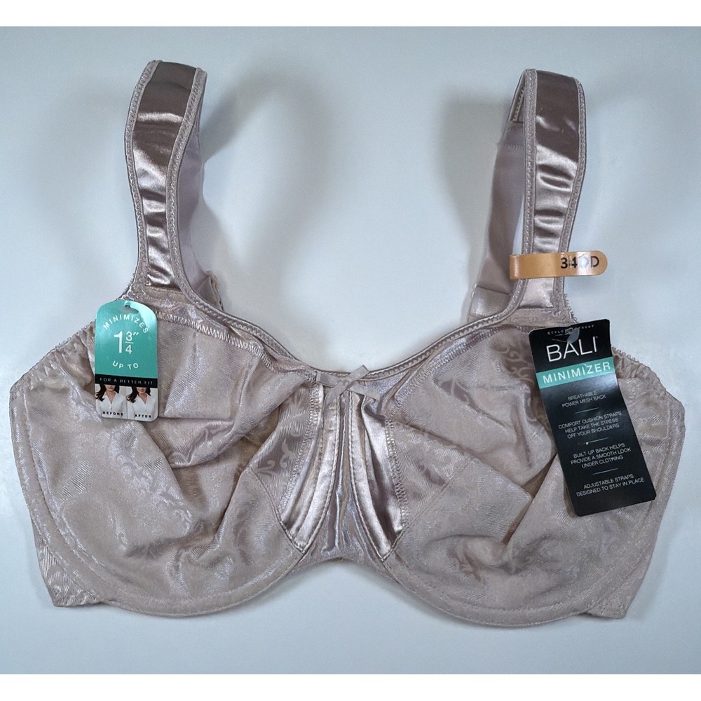 Bali Minimizer Bra 34DD Pink Satin Tracings Underwire Comfort Straps DF3562 NWT